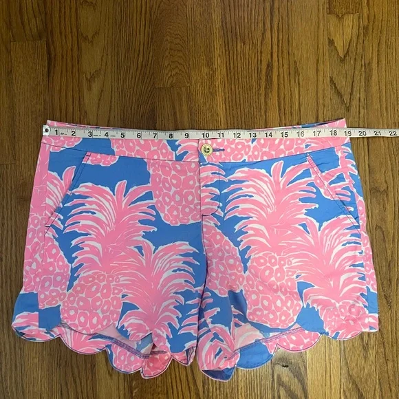 Lilly Pulitzer Pink and Blue Buttercup Tropical Pineapple Print Shorts - Picture 10 of 11